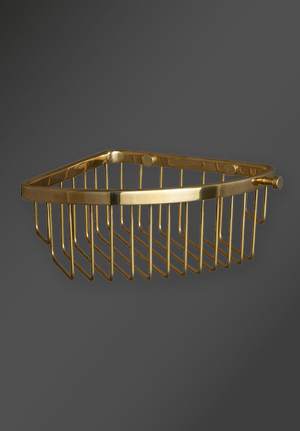 Corner Wire Basket Polished Brass