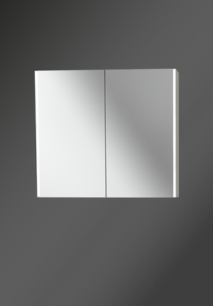 City Mirror Cabinet Double Door 80 Pebble Greige Linear LED