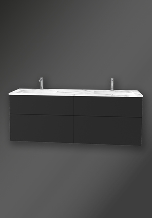 City Vanity Unit 1600 Charcoal Black For Integrated Basin 