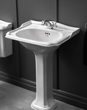 Classic Square Large Basin Set With Pedestal White (4)