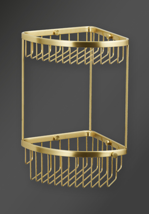 Corner Basket Two Tier Brushed Brass